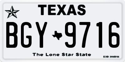 TX license plate BGY9716
