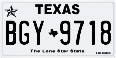 TX license plate BGY9718