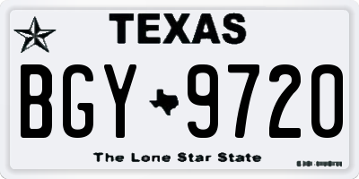 TX license plate BGY9720