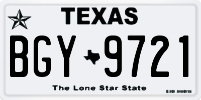 TX license plate BGY9721