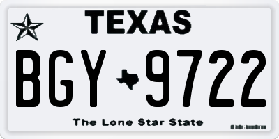 TX license plate BGY9722