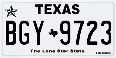 TX license plate BGY9723