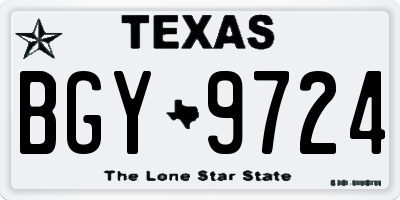 TX license plate BGY9724