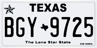 TX license plate BGY9725