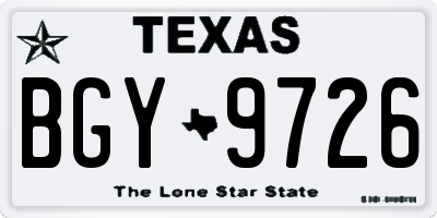 TX license plate BGY9726