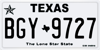 TX license plate BGY9727