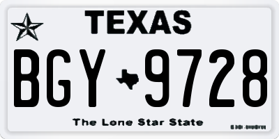 TX license plate BGY9728