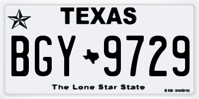 TX license plate BGY9729