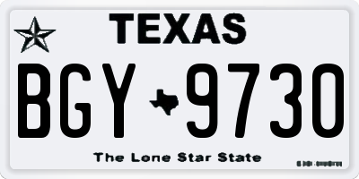 TX license plate BGY9730
