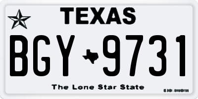 TX license plate BGY9731
