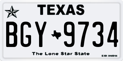 TX license plate BGY9734