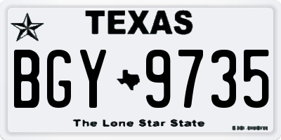 TX license plate BGY9735