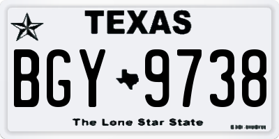 TX license plate BGY9738