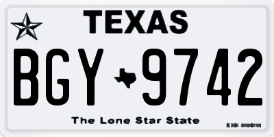 TX license plate BGY9742