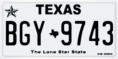 TX license plate BGY9743
