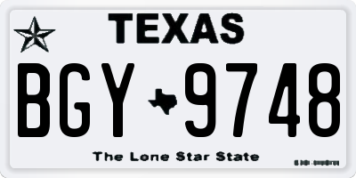TX license plate BGY9748