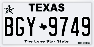 TX license plate BGY9749