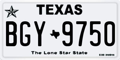 TX license plate BGY9750