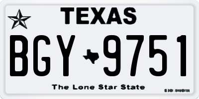 TX license plate BGY9751