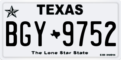 TX license plate BGY9752