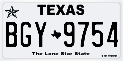 TX license plate BGY9754