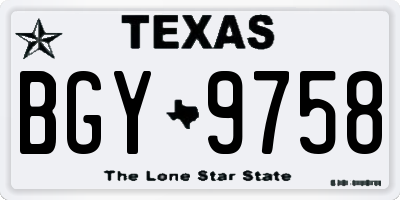 TX license plate BGY9758