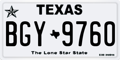 TX license plate BGY9760