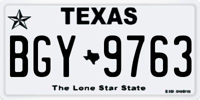 TX license plate BGY9763
