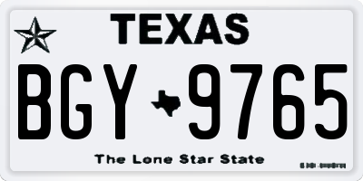 TX license plate BGY9765