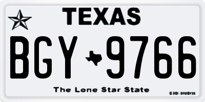 TX license plate BGY9766