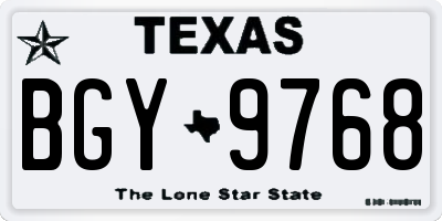 TX license plate BGY9768