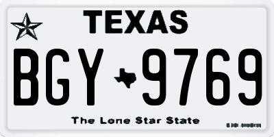 TX license plate BGY9769