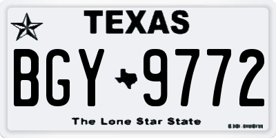 TX license plate BGY9772