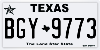 TX license plate BGY9773