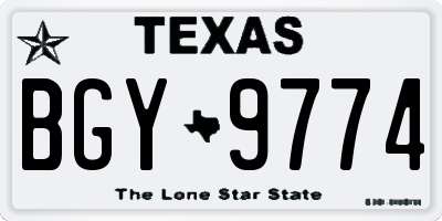 TX license plate BGY9774