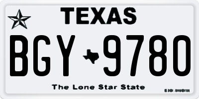 TX license plate BGY9780