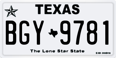 TX license plate BGY9781