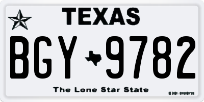 TX license plate BGY9782