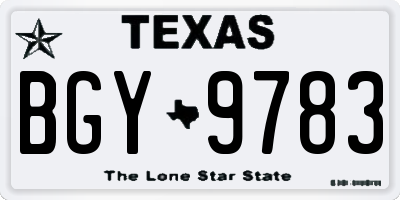 TX license plate BGY9783