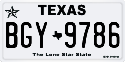 TX license plate BGY9786
