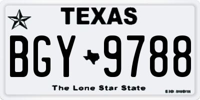 TX license plate BGY9788