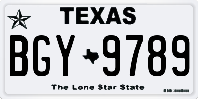 TX license plate BGY9789