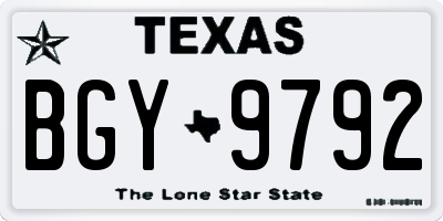 TX license plate BGY9792