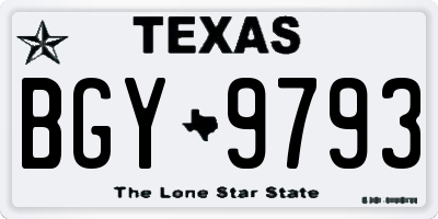 TX license plate BGY9793