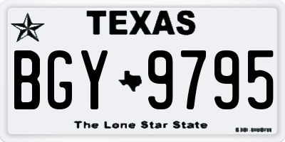 TX license plate BGY9795