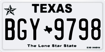 TX license plate BGY9798