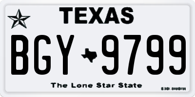 TX license plate BGY9799