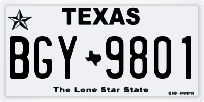 TX license plate BGY9801