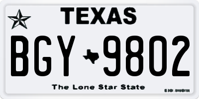 TX license plate BGY9802