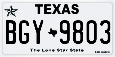 TX license plate BGY9803